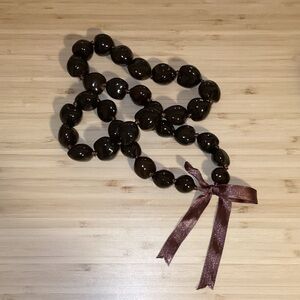 Hawaiian Elegant Brown Beaded Necklace with Ribbon